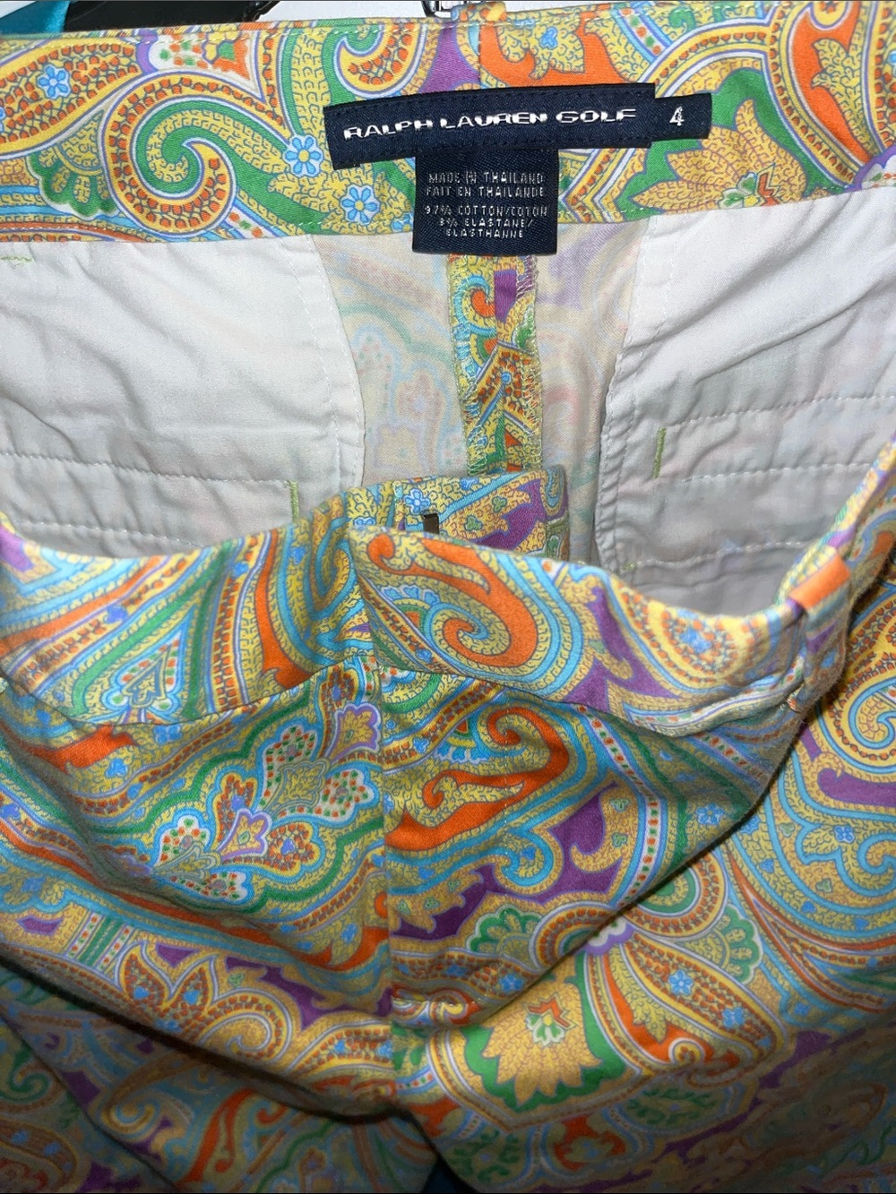 Ralph Lauren Multicolor Paisley Bermuda Shorts — Green, Orange, Blue & Purple
